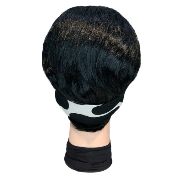 Cow Print Black and White Bandana Tie Headband - Picture 6 of 13